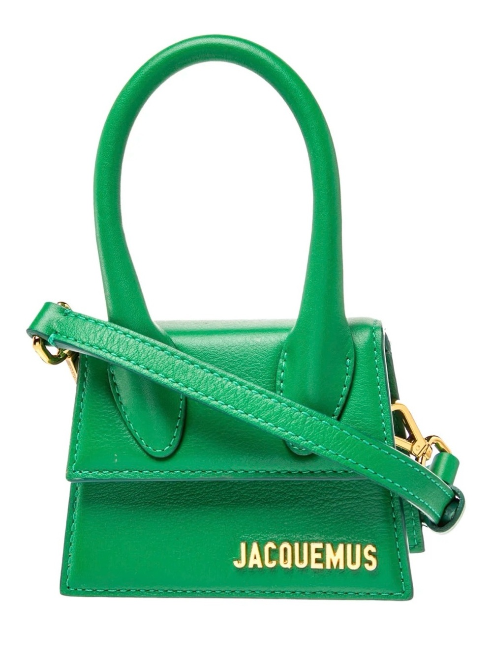 Jacquemus Green Le Chiquito Leather Mini Bag with Gold Hardware